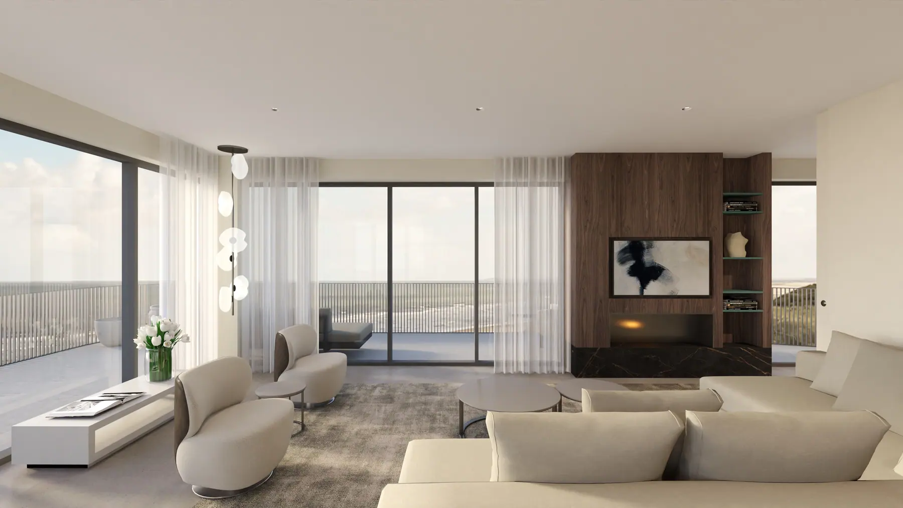 3D-visualisatie van het ontwerp, appartement met zeezicht