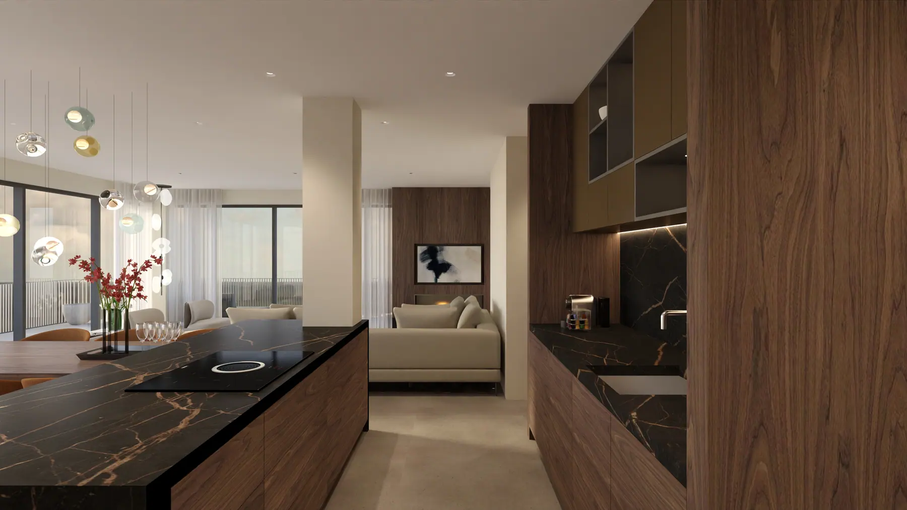 3D-visualisatie van het ontwerp 3, appartement met zeezicht