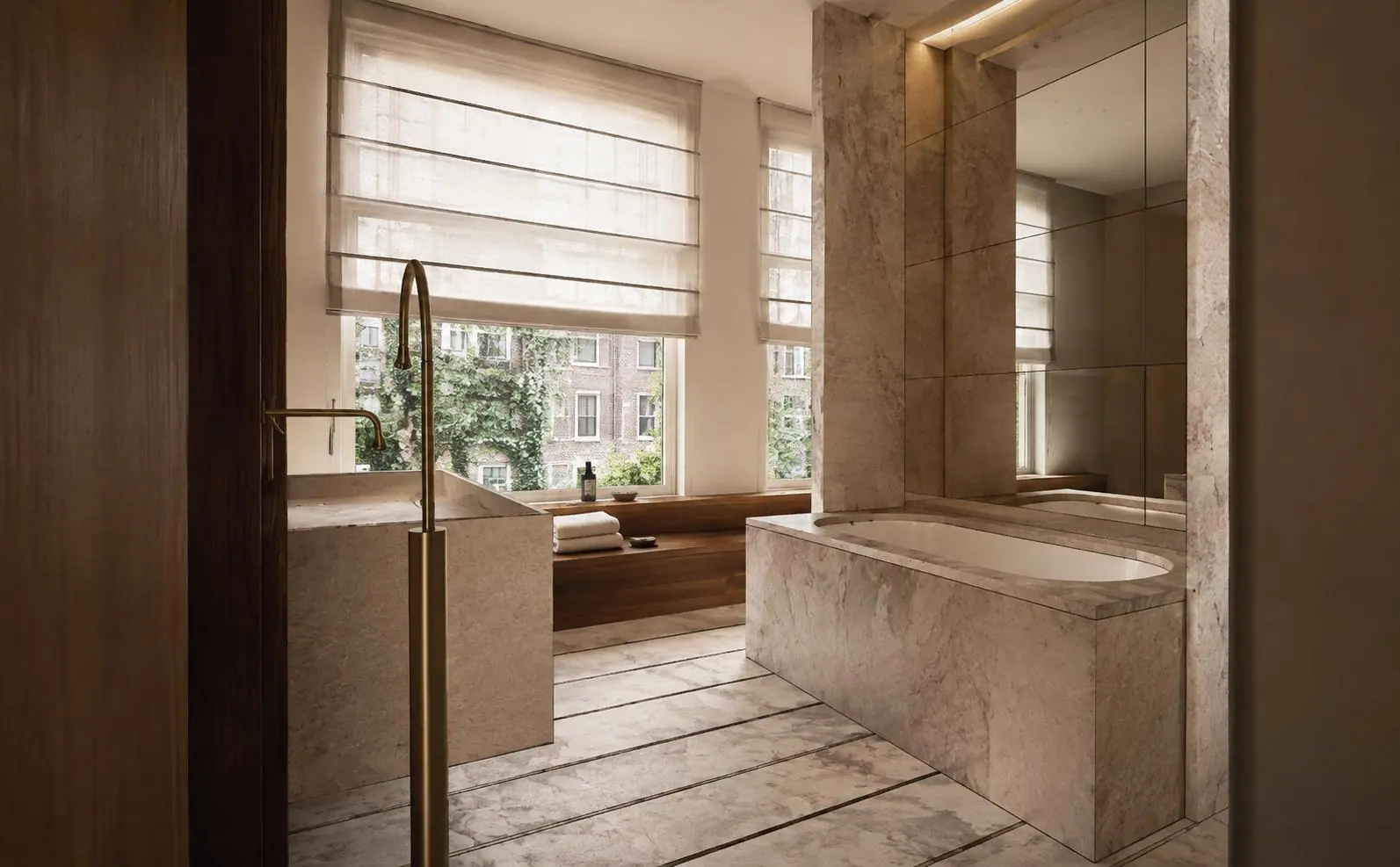 3D-visualisatie van het ontwerp, en-suite badkamer