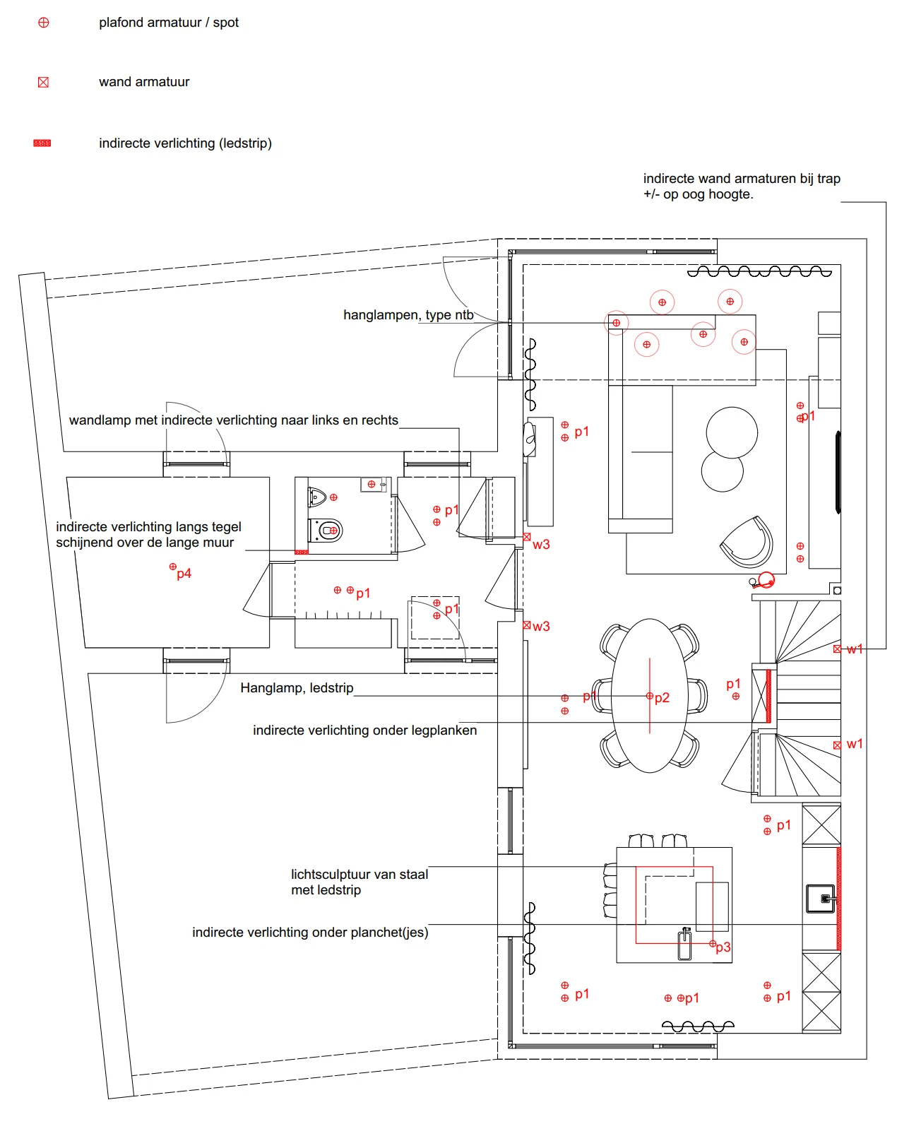 Lichtplan, herenhuis met visgraatvloer