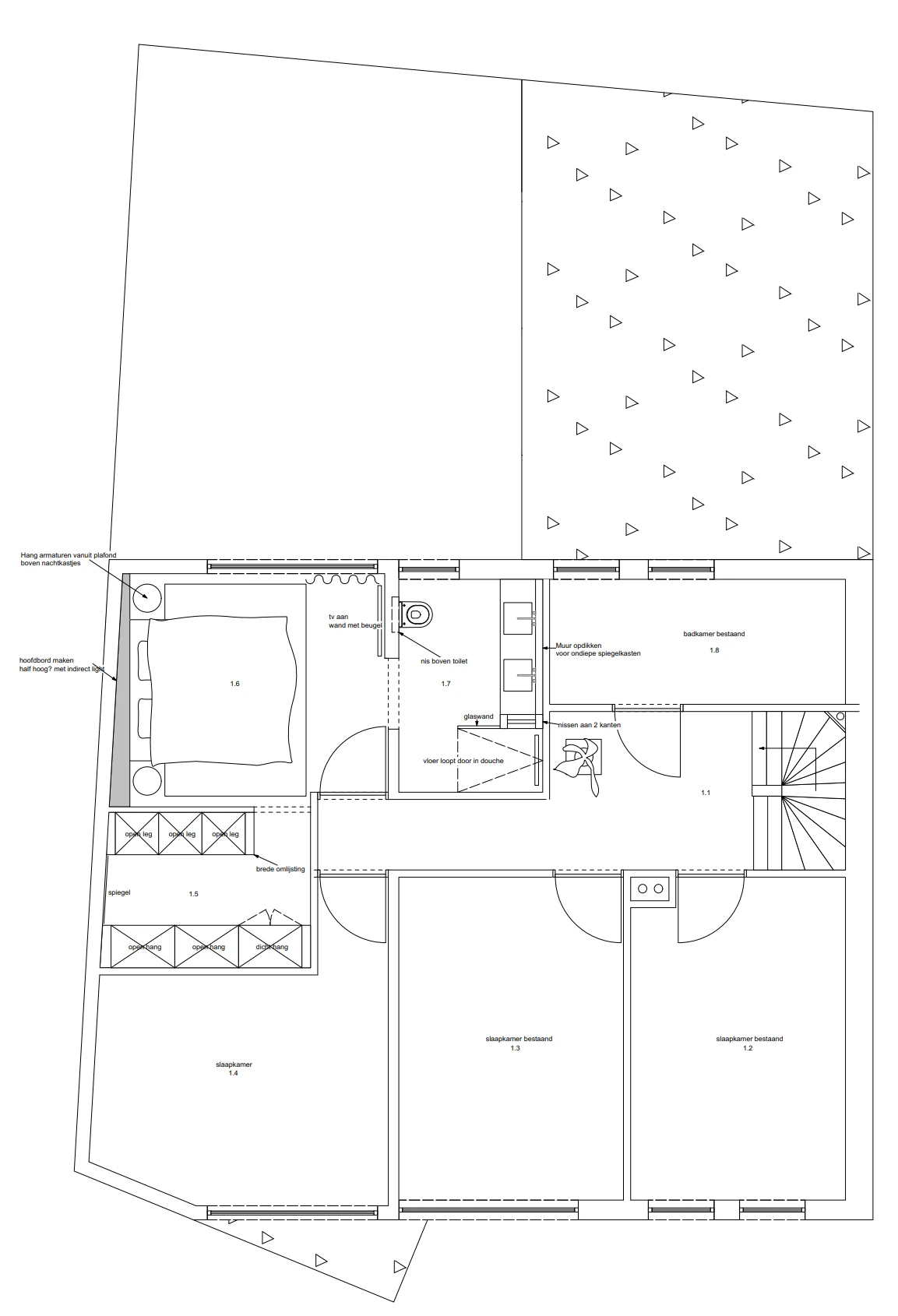 Plattegrond, keuken in marmer en staal