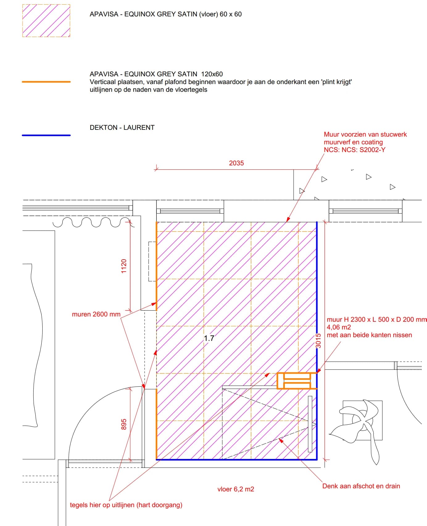 Plattegrond 2, keuken in marmer en staal
