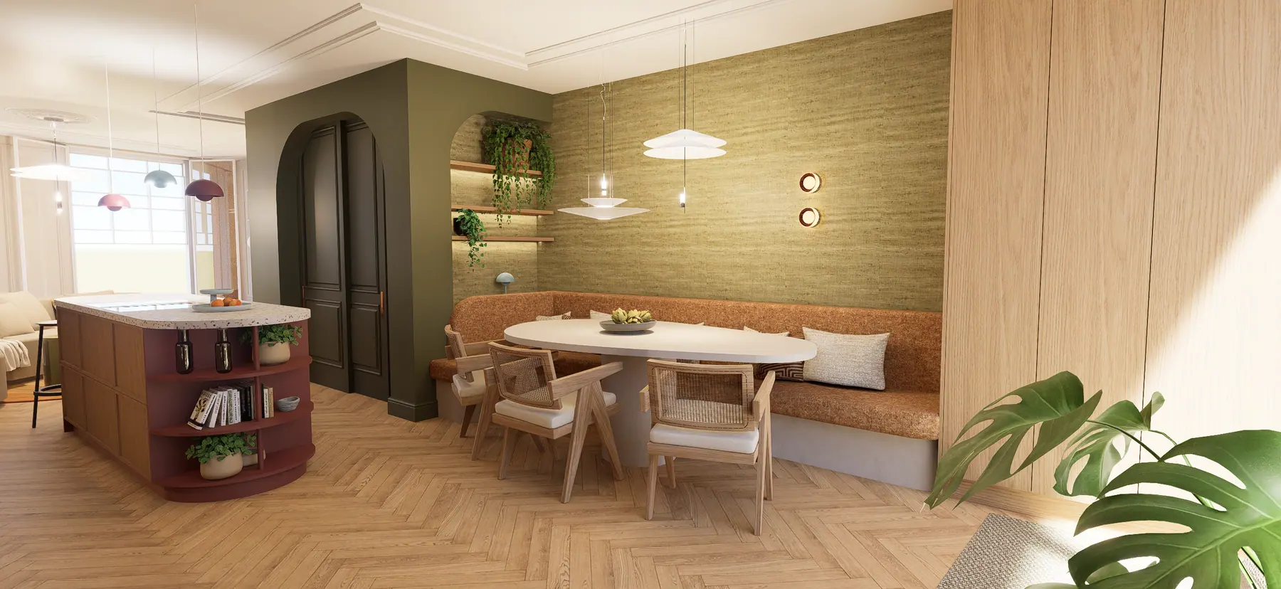 3D-visualisatie van het ontwerp 4, kleurrijk appartement