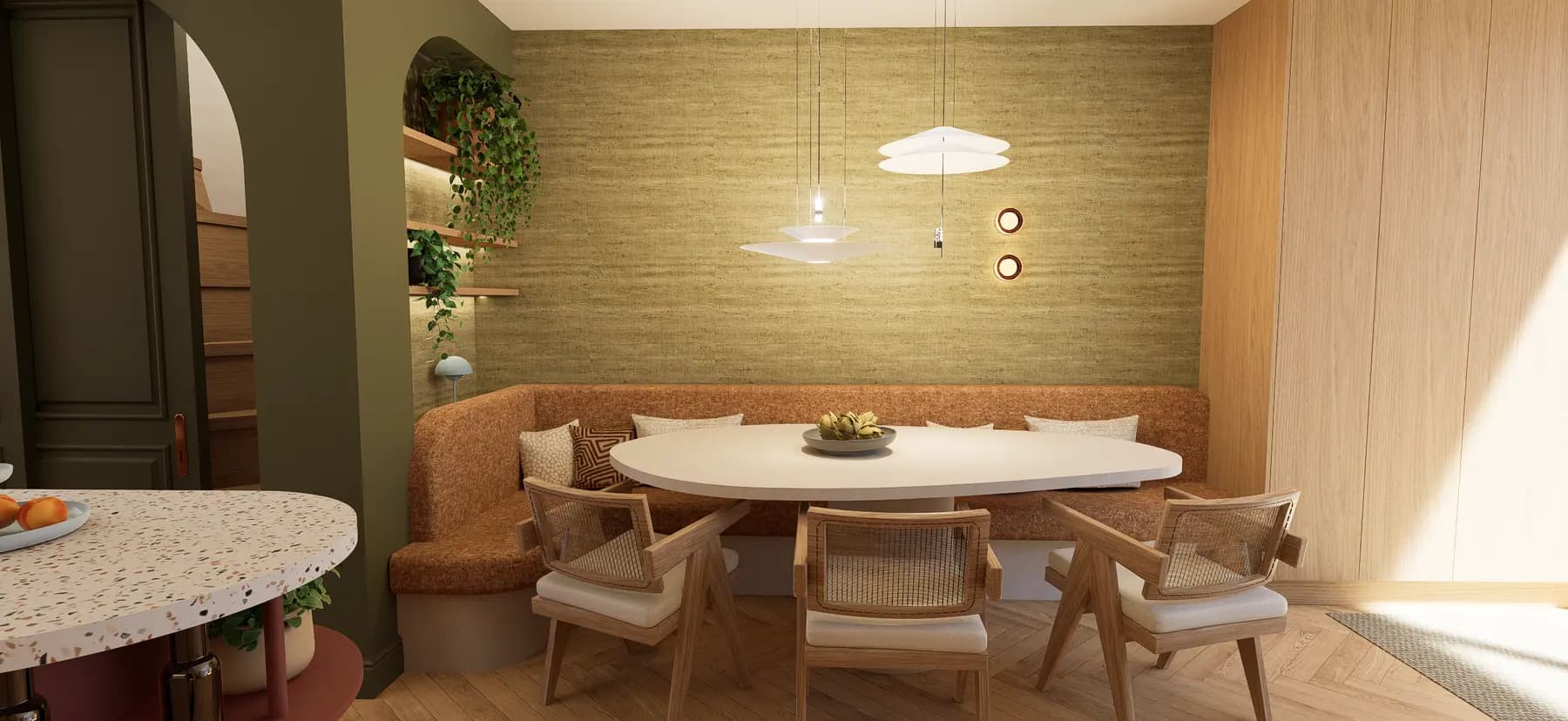 3D-visualisatie van het ontwerp 5, kleurrijk appartement