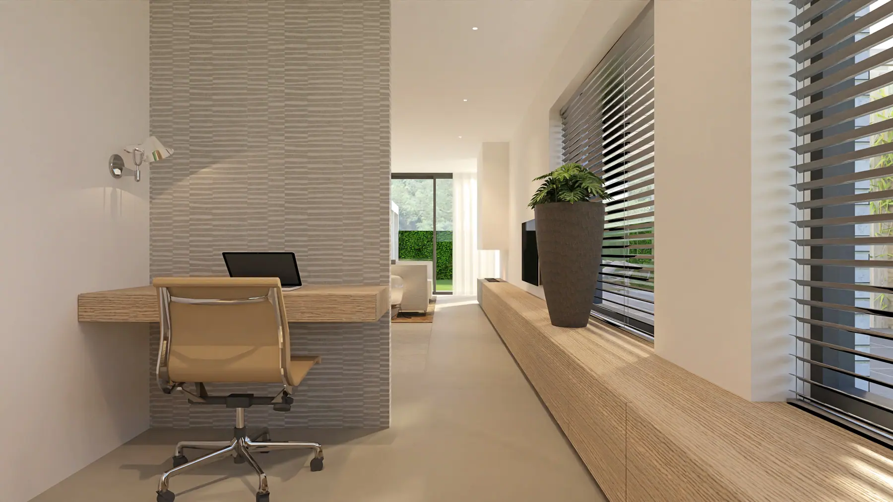 3D-visualisatie van het ontwerp 4, nieuwbouwwoning in witte baksteen