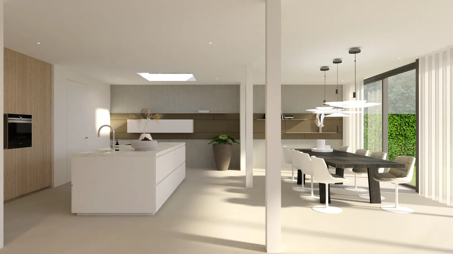 3D-visualisatie van het ontwerp 5, nieuwbouwwoning in witte baksteen