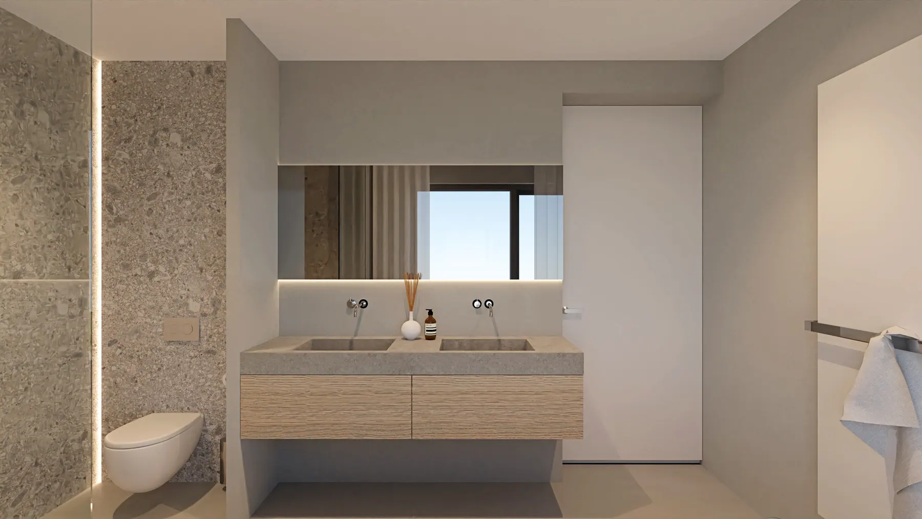 3D-visualisatie van het ontwerp 9, nieuwbouwwoning in witte baksteen