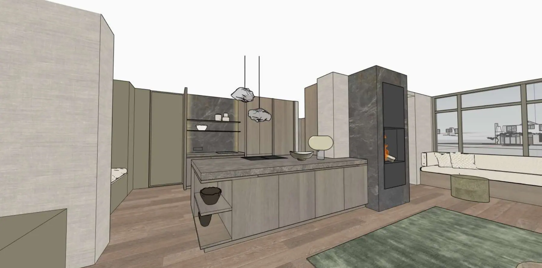 Projectbeeld, woonhuis aan het water
