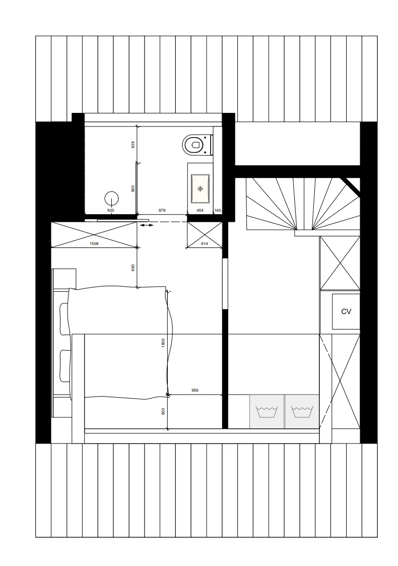 Plattegrond, zolderverbouwing, schetsontwerp