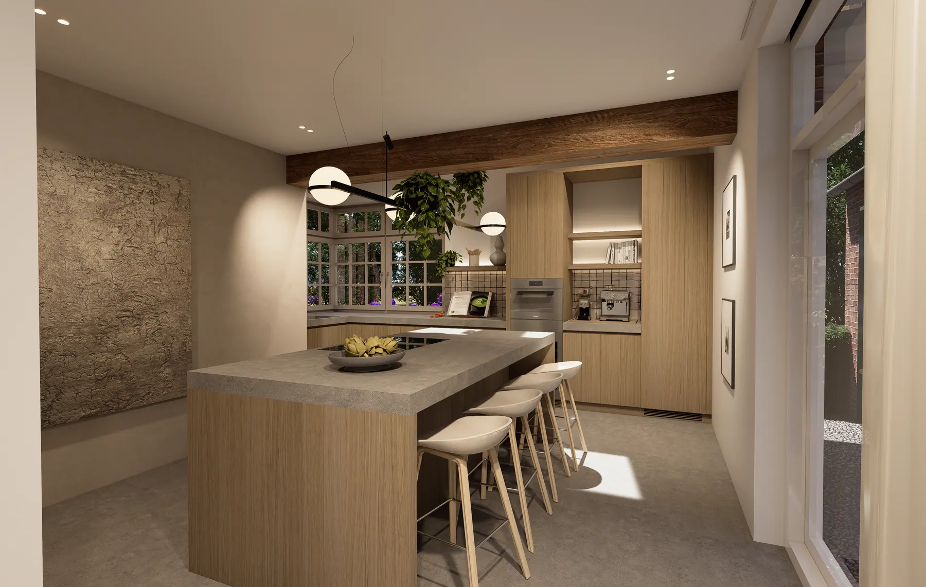 3D-visualisatie van het ontwerp 2, keukenrenovatie
