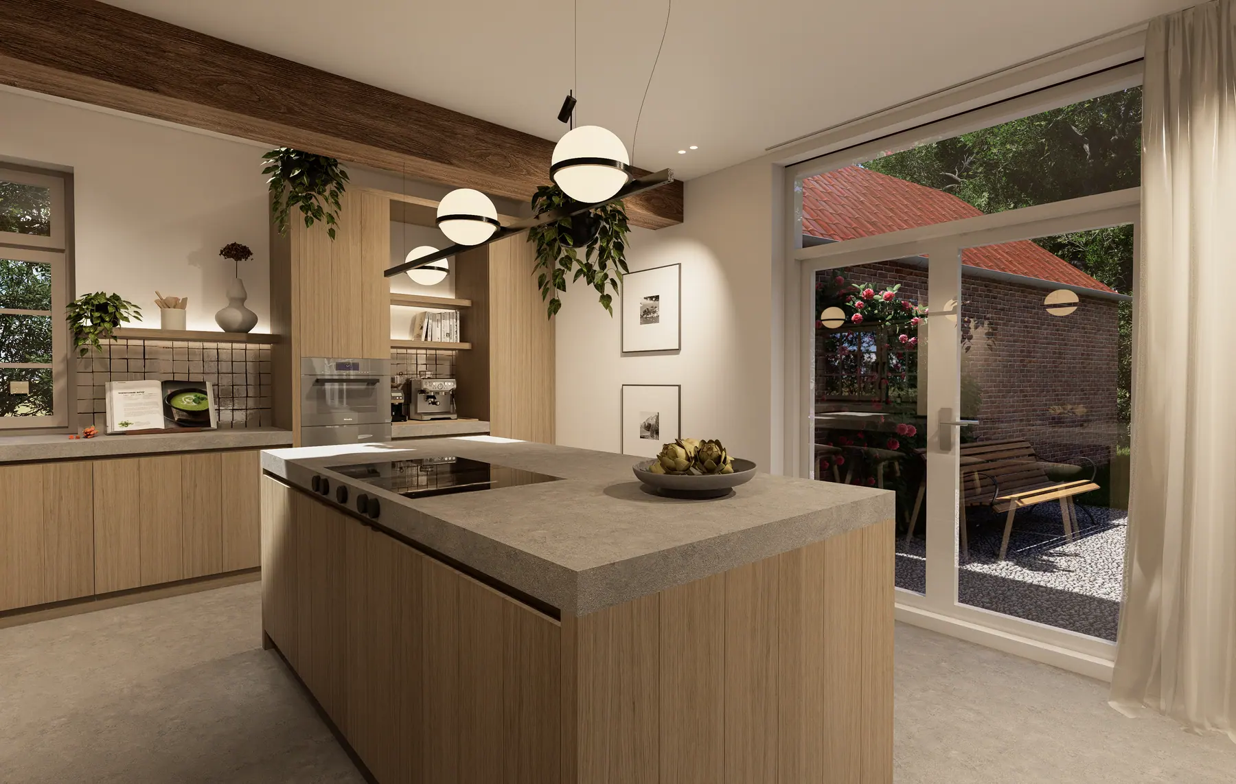 3D-visualisatie van het ontwerp 5, keukenrenovatie