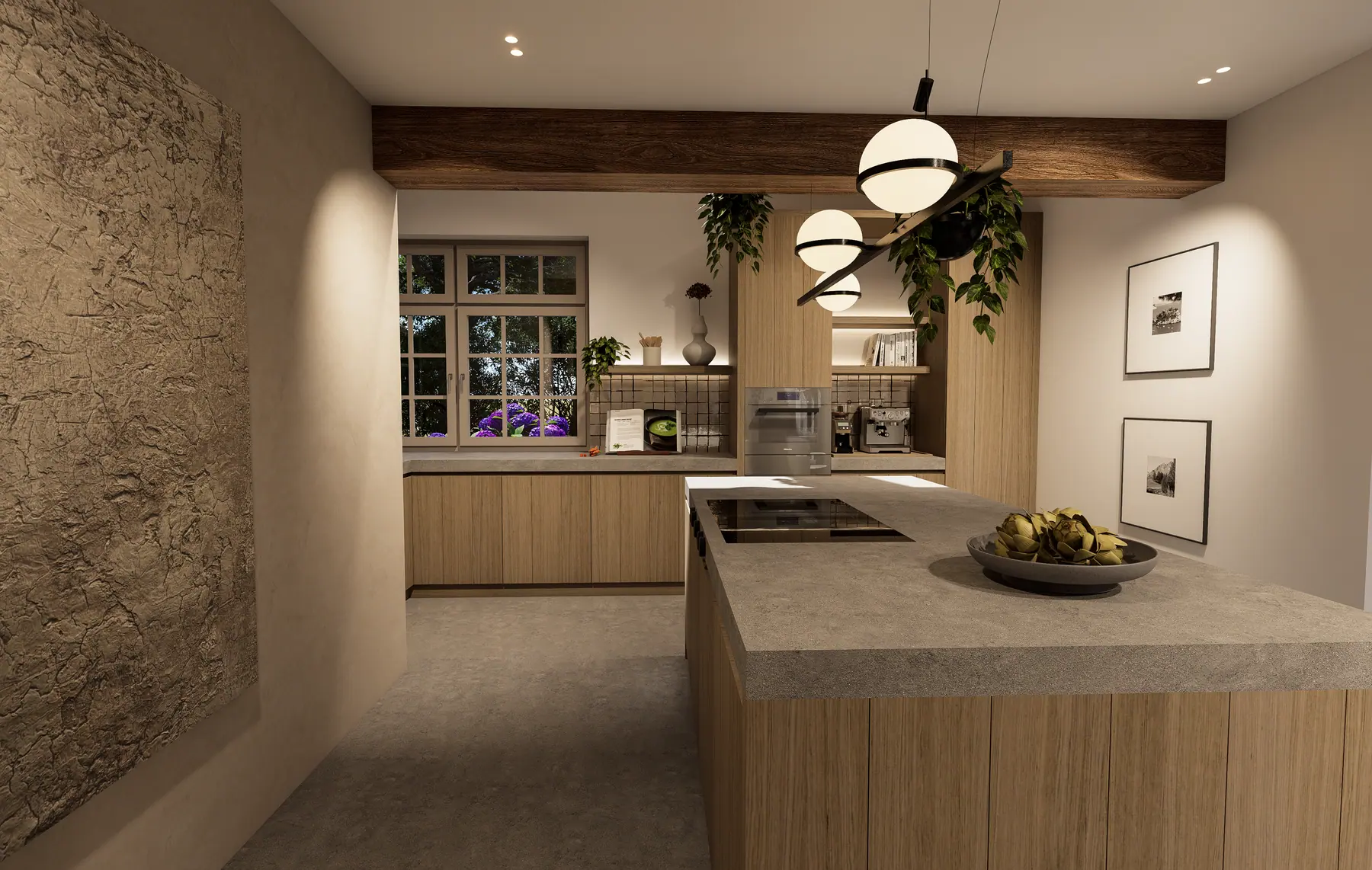 3D-visualisatie van het ontwerp 6, keukenrenovatie