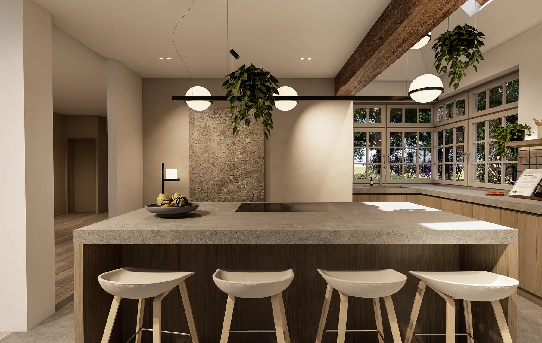3D-visualisatie van het ontwerp 7, keukenrenovatie
