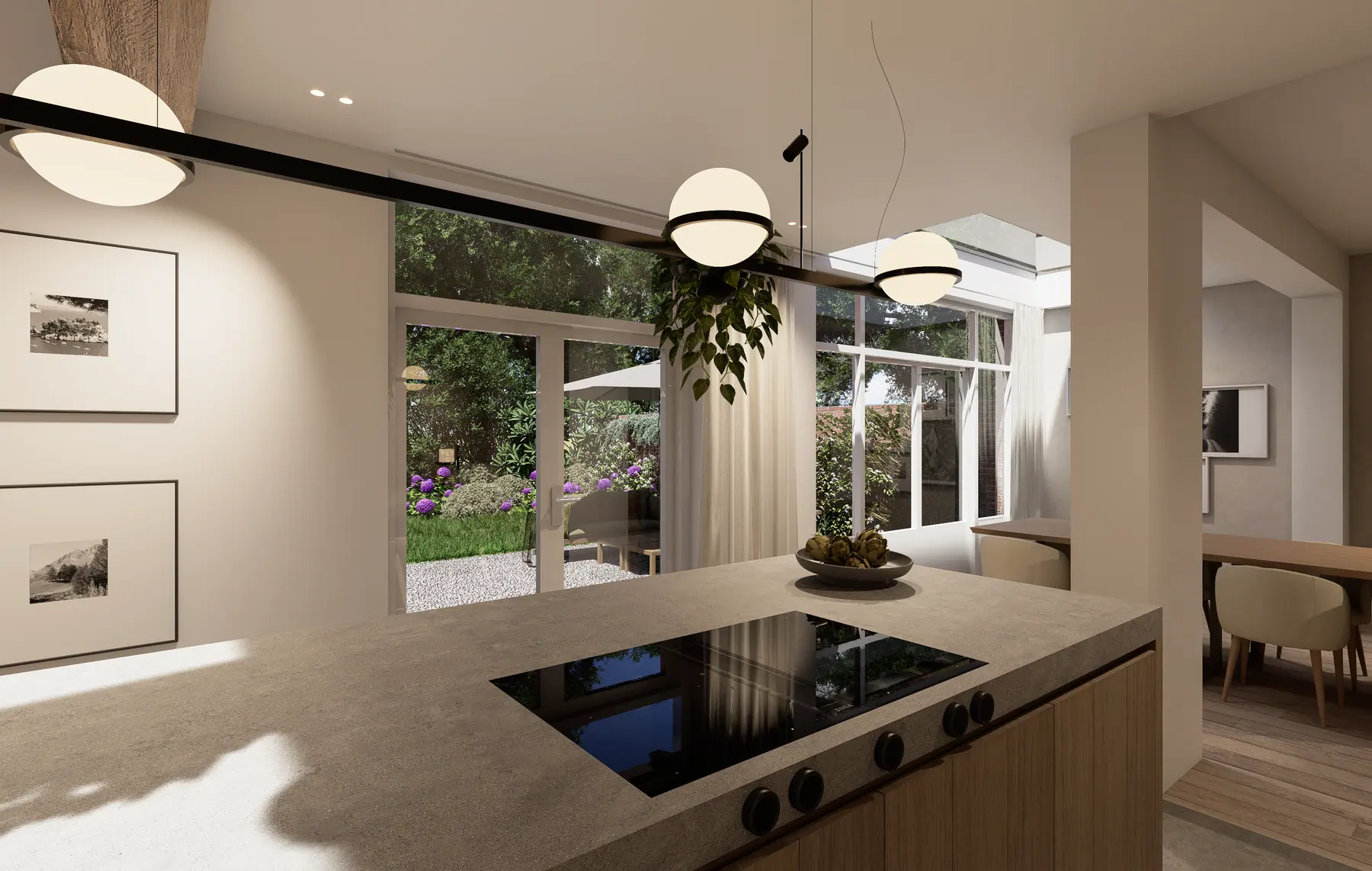 3D-visualisatie van het ontwerp 12, keukenrenovatie