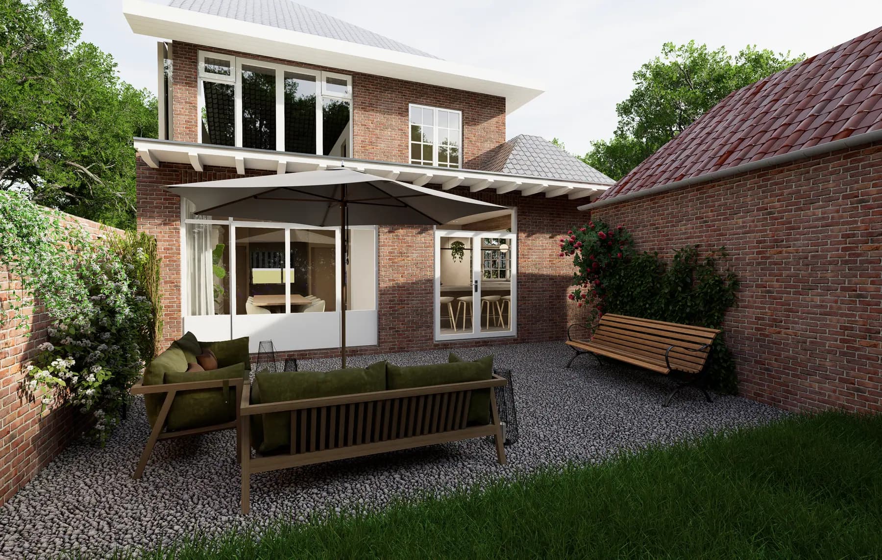 3D-visualisatie van het ontwerp 2, uitbouw
