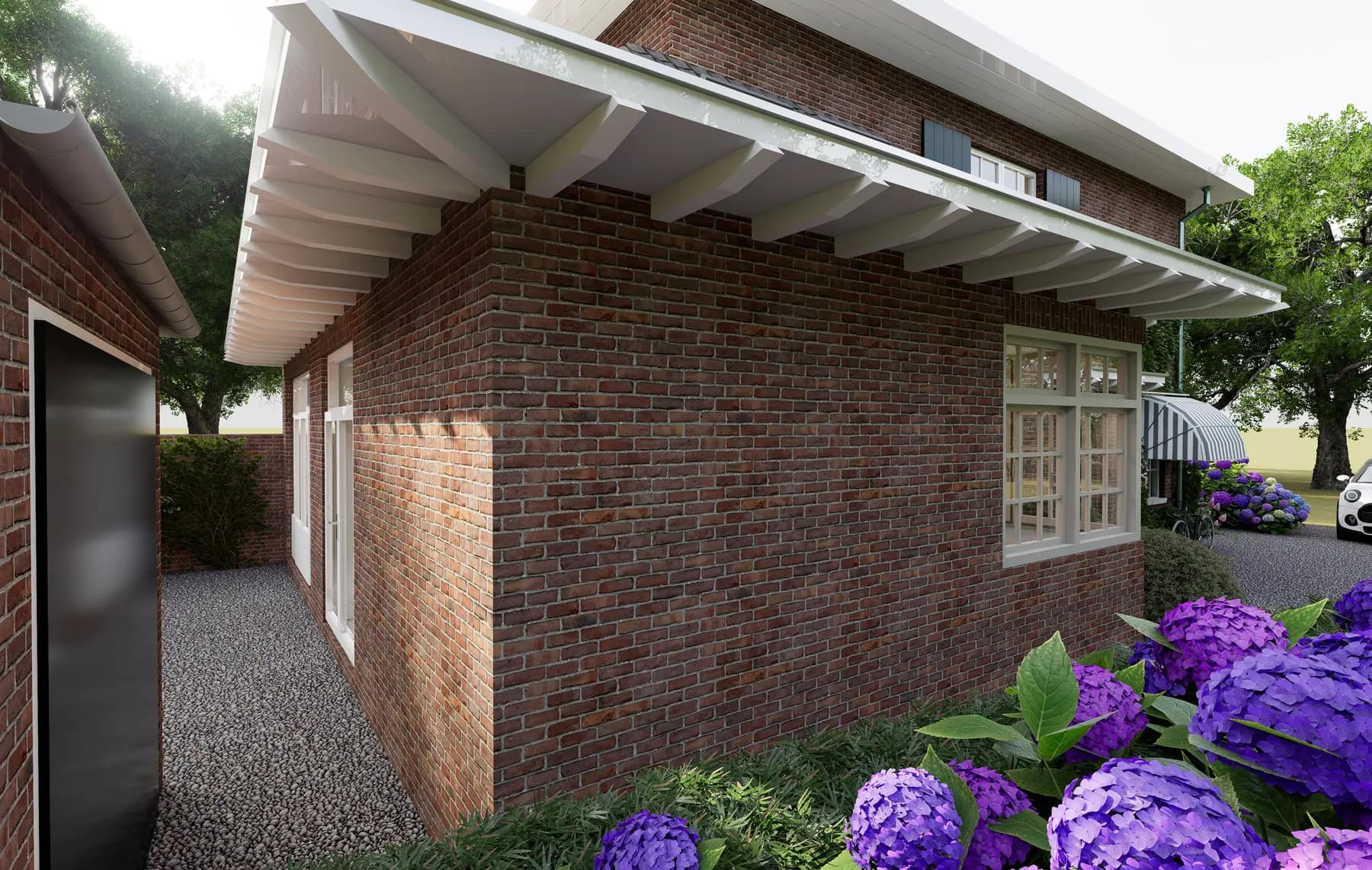 3D-visualisatie van het ontwerp 4, uitbouw