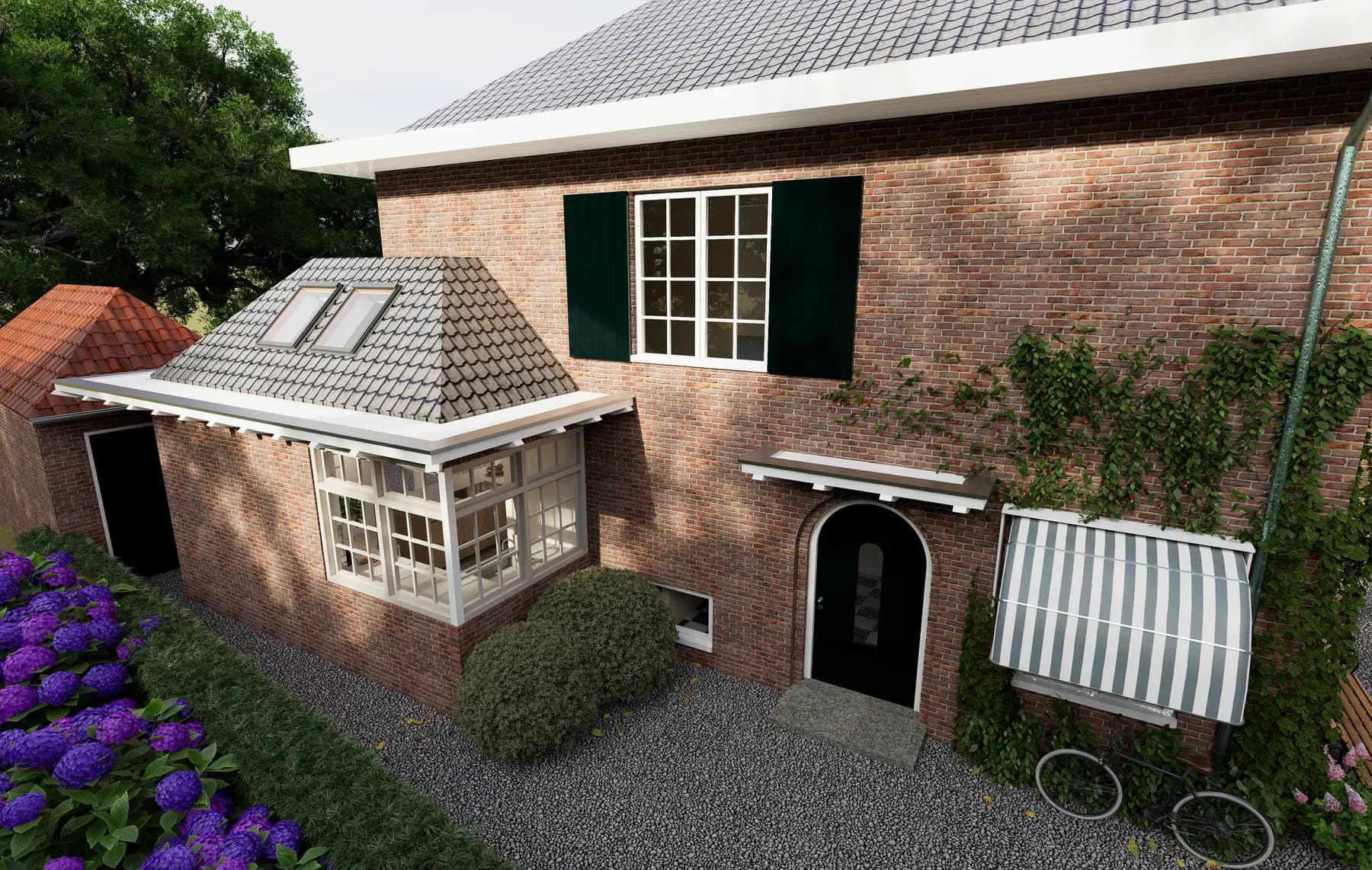 3D-visualisatie van het ontwerp 6, uitbouw